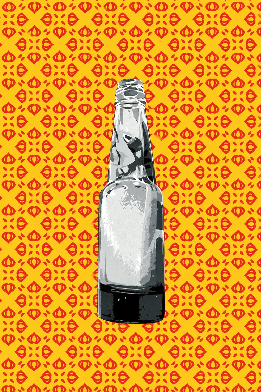 Bunta Bar Express bottle on pattern