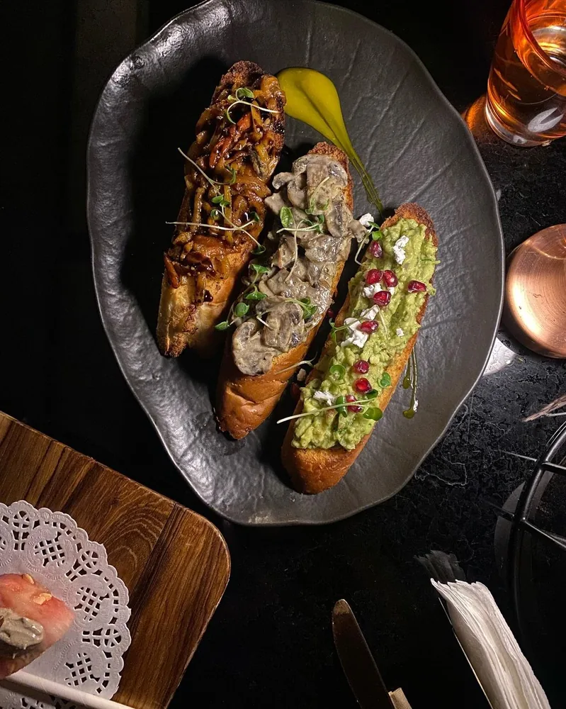 A creator’s plate: open toasts with avocado